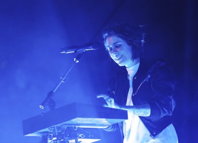 Tegan of Tegan and Sara providing keyboard and vocals at In the Venue. Photo: @Lmsorenson