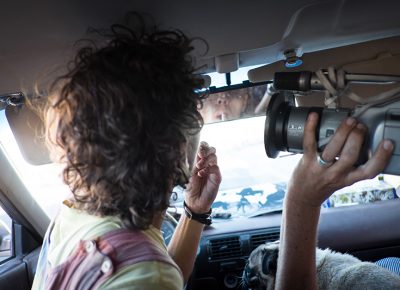 Joey Sandoval prepares for optimal skate-filmmaking. Photo: Finn Christensen