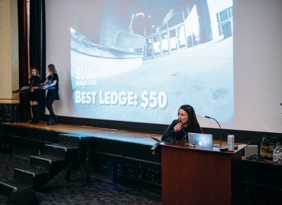 SLUG Executive Editor Angela H. Brown reads off the winners names in each various category. Photo: Niels Jensen