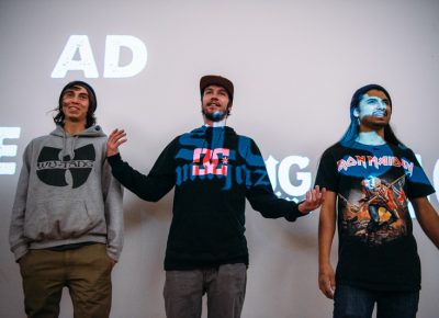 (L–R) Izaak Cameron, Mike Zanelli and Gabe Segura (Team SSDD). Photo: Niels Jensen