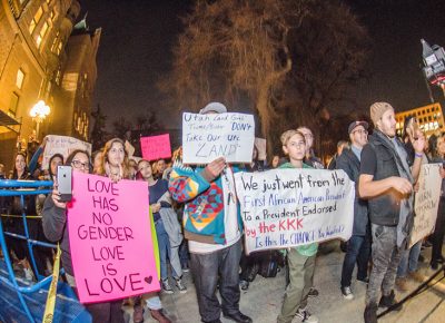 Protestors express a variety of concerns ranging from sexism and racism to misappropriation of Ute land. Photos: Dave Brewer & Gabe Mejia // Photo Collective Studios