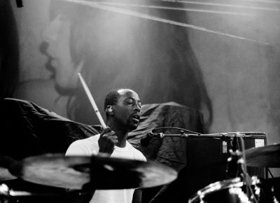 Damar Davis on drums for Zipper Club. Photo: Gilbert Cisneros