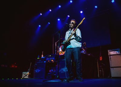 The touring bassist for Derek Day screams his heart out into the mic. Photo: Talyn Sherer