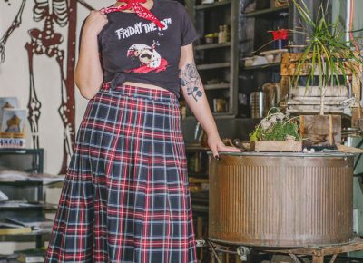 Speaking of mixing musical interests that influence her fashion, Abujebarah says, "I like all ranges of music, I guess. I like metal, indie, goth, punk, everything alternative—but I also like hip-hop, pop and R&B ... so I guess I just like mashing everything together into one." Photo: @clancycoop