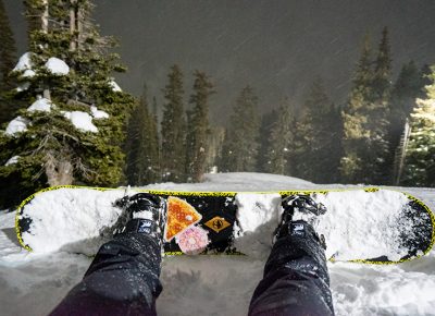 Sitting at the top of Majestic Lift, excited that I had the run completely to myself. The ambience of the runs at night created gigantic smiles and wide eyes. Photo: Jo Savage // @SavageDangerWolf