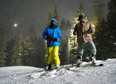 Skiers ride Brighton too! This pair shredded down the run shortly after they were haggled by the photographer. Photo: Jo Savage // @SavageDangerWolf