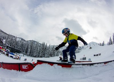 Henry Hawkins 1st place 17 & under mens snow board slide. Photo CJ Anderson