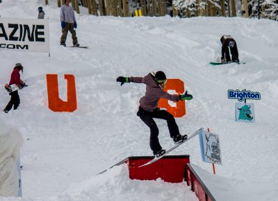 Rachel Westcott 3rd place womens open snow 50-50 to front lip. Photo: CJ Anderson