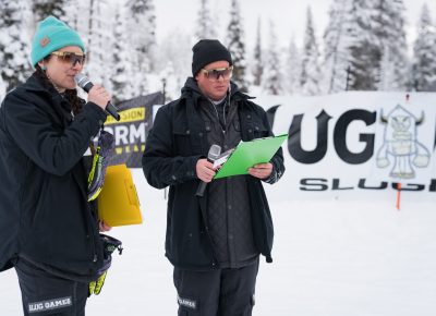 SLUGgers Angela Brown and Dusk Raps announced the winners of each division in their awesome Pit Viper shades and IZM beanies. Good vibes and good tunes. Photo: Jo Savage // @SavageDangerWolf