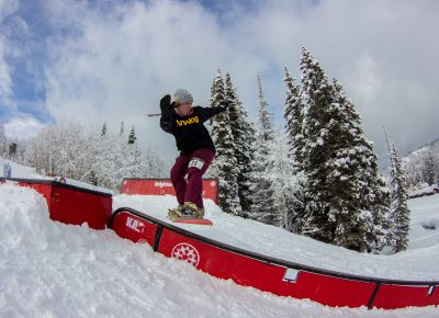 Sierra Jewett 1st place womens open snow 50-50 to back lip. Photo: CJ Anderson