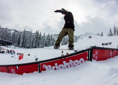 Jeff Hopkins 2nd place mens open snow rail slide Photo: CJ Anderson