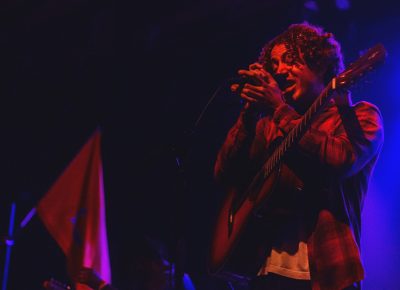 Lead singer Danny Miller of Lewis Del Mar gets intimate with the microphone. Photo: Talyn Sherer.