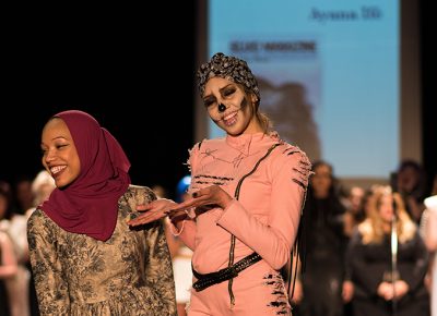 (L–R) Designer Ayana Ifè and model Mitzie Naomi Corral. Photo: Jacob Eveler