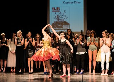 (L–R) Model Krista Bodily and designer Cartier Dior. Photo: Jacob Eveler