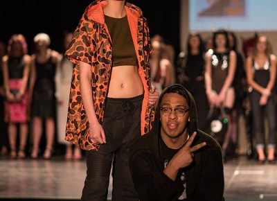 (L–R) Model Alyssa Walters and designer Robin Uata of Kuya. Photo: Jacob Eveler