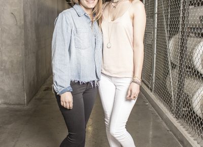 (L–R) Designer Katie Waltman and model Chelsea Harrocks of Katie Waltman Jewelry. Photo: Jake Vivori