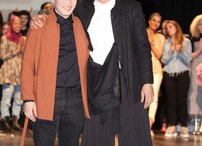 (L–R) Designer Davis Hong and model Danny Koolaid. Photo: Robert Hirschi