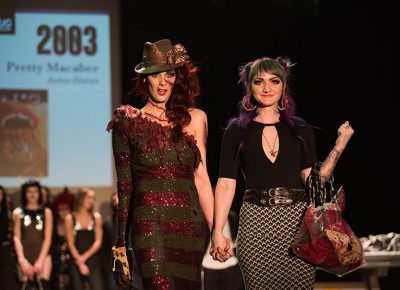 (L–R) Model Nikie Gerber and designer Andrea Hansen of Pretty Macabre. Photo: Ryan Houston