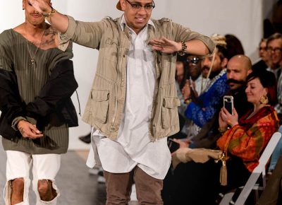 Designer Robin Uata takes a walk on the runway after his selection premieres. Photo: Lmsorenson.net