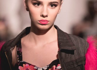 Floral dress top worn with black and red jacket. Photo: Lmsorenson.net