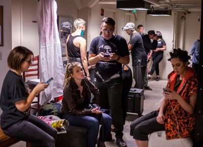 Down in the dressing room, getting ready for the show. Photo: CJ Anderson