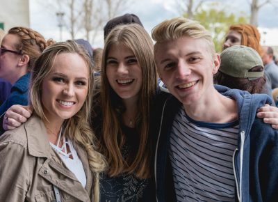 Mindy, Mary and Griffin arrive extremely early for the front of the line. Photo: Lmsorenson.net