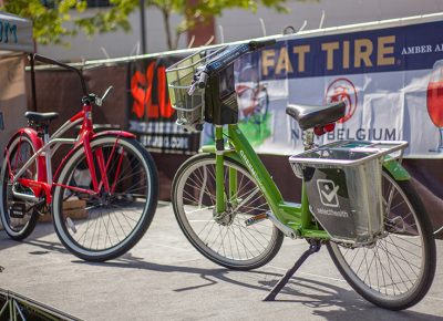 GREENbike, one of the awesome sponsors of the SLUG Cat, and the prize for the first participant to complete the course: a New Belgium bike. Photo: @ca_visual