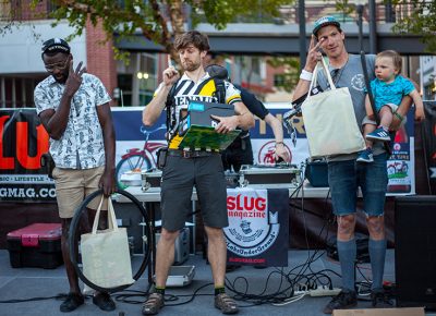 Winners of the men's division for SLUG Cat: Jesse Igomodu (3rd Place), Davey Davis (1st Place), Dan Allister (2nd Place). Photo: @ca_visual