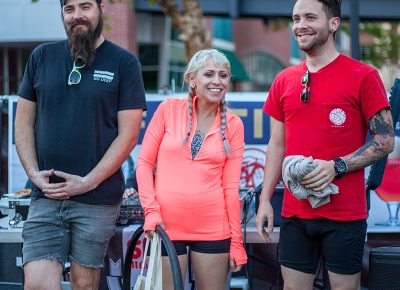 (L–R) The winners of Dead Fucking Last: Derek Ballard, Ligia Greminger and Brett Barrett. Photo: @ca_visual