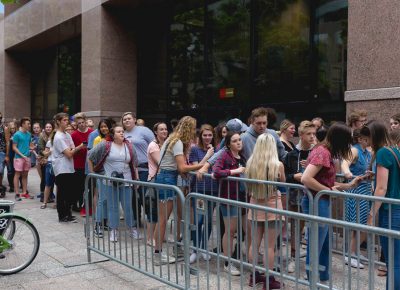 The youngest are always to first to arrive in line. Photo: Logan Sorenson / Lmsorenson.net