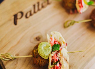 Pallet had me returning for seconds and thirds with their samplings of the herbed falafel with house-made pita, spicy green tahini sauce and a herbed salad with picked radish. Photo: Talyn Sherer