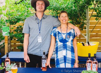 (L–R) Melinda Kearney and her son Stefan Ouellette have been crafting rose wine, and only rose wine, for the past few years, perfecting every bottle as they go. Photo: Talyn Sherer