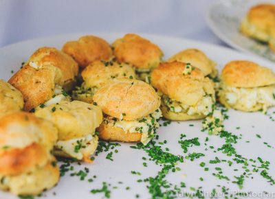 Fireside on Regent made their debut with a cracked pepper and chevre gougere stuffed with tarragon egg salad, guanciale crisps, butter lettuce and chives. Photo: Talyn Sherer