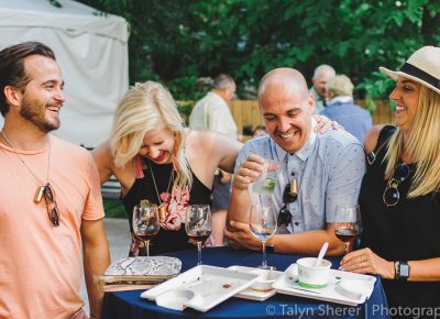 (L–R) Lucas Newman, June Ropp, Matthew Pettit and Laura Kramer all share a good laugh while enjoying some tasty drinks. Photo: Talyn Sherer