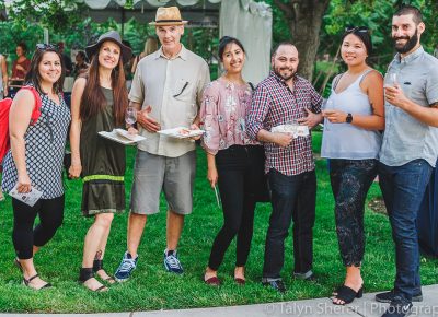 (L-R) Fellow SLUG stafferinos Orchid Behzad, Angela Brown, Fletcher Booth, Nancy Rivera, Alexander Ortega, Kathy Zhou and Sam Feinman all came out to show their support for Eat Drink SLC. Photo: Talyn Sherer