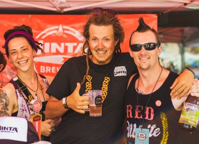 (L–R) The Uinta squad, consisting of Cheyanne Robinson, Slade Dahlen and Derik DeBoard were generous enough to sample their award-winning Croggy Brett. Photo: Talyn Sherer