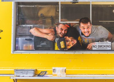 (L–R) Vance Trojillo, Corey Beltran and Zachary Workman of CupBop fed our bellies while we drank the day away. Photo: Talyn Sherer