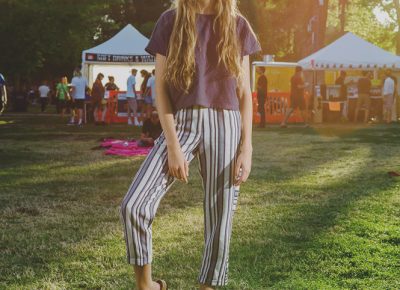 Lillian Rothey's striped pants and long hair lent a very unique look. Photo: @clancycoop