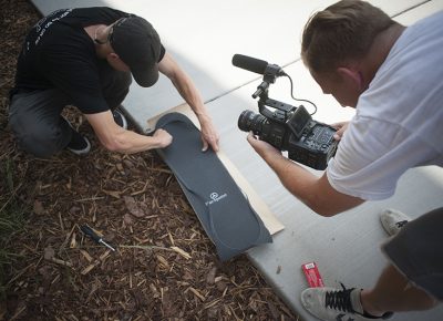 Gabe Spotts, board set up. Photo: Sam Milianta