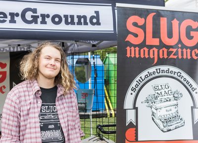 SLUG Marketing Team member Brander Soderquist representing at the SLUG booth. Photo: ColtonMarsalaPhotography.com