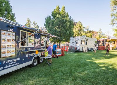 People enjoy the summer sun and their pick of Utah food trucks. Photo: ColtonMarsalaPhotography.com