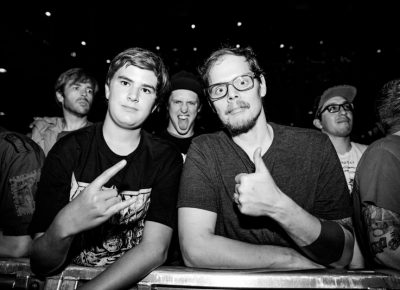 Max and Dean were up in the front waiting for the Bronx to start their set. Photo: Gilbert Cisneros