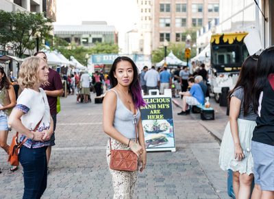 Sarah stands in line waiting for some delicious Banh Mi Time. Photo: Chris Gariety