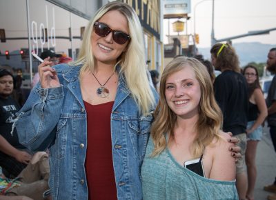 (L–R) Kenzie Morris and Syria George know Adrian and Shea from Sunset Coffee in Sandy. Photo: John Barkiple