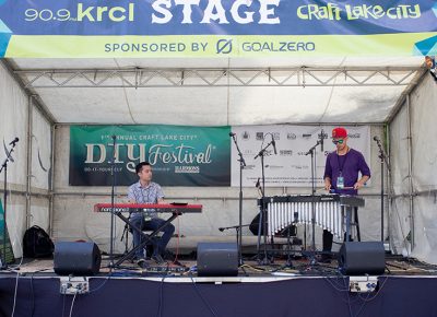 The Vibe Duo playing at the 90.9FM KRCL Stage, a pleasant mixture of vibraphone and piano with jazz flair. @cezaryna