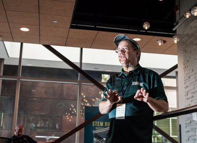 Phil Matheson of UVU Physics talks some science. Photo: Chris Gariety