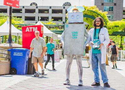 The mechanized CLC robot is controlled by his mad scientist overlord as they traverse the festival grounds. Photo: @taylnshererphoto