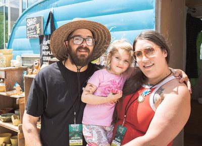 Jaqueline Whitmore, her husband, Logan, and their daughter stand outside the Copperhive Vintage trailer at the 9th Annual Craft Lake City DIY Festival. LmSorenson.net