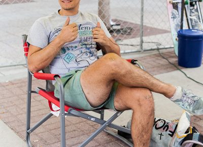 Gibson at the bike valet waits patiently for some more bikes to park. Photo: Chris Gariety