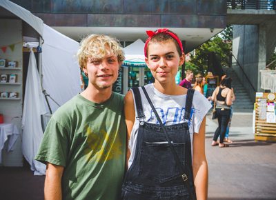 (L–R) Eoghan Knibbe and Haven Johansen made sure to inspect every booth for their next great DIY treasure. Photo: @taylnshererphoto